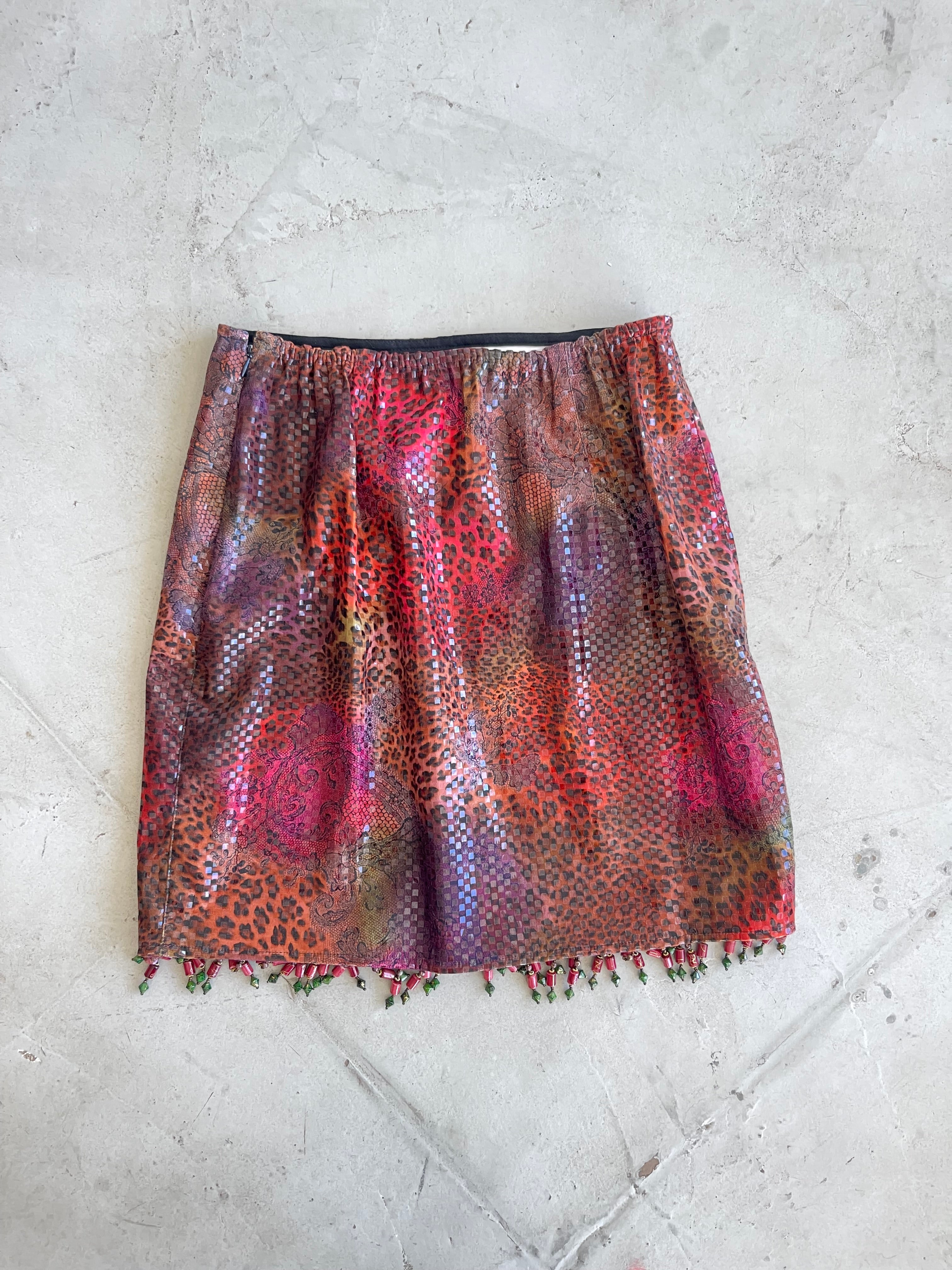 animal print beaded skirt